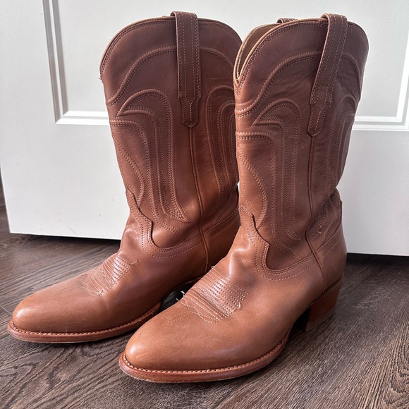 Tecovas Brown Leather Cowboy Boots Timeless Western Style - Picture 3 of 5